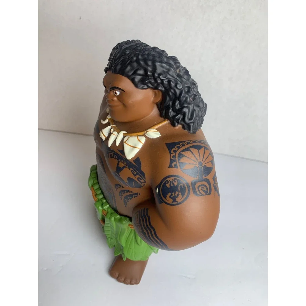 Disney Moana Maui Action Figure Demigod‎ Tribal Tattoos Green Leaf Skirt Toy